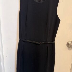 Larry Levine Black Belted Midi Dress